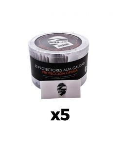 PACK 5 TAMBORES DE 50 PROTECTORES SIUX TRANSPARENTES